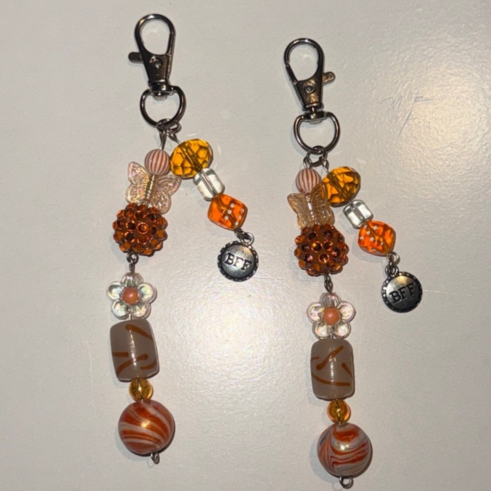 Orange Beaded BFF keychains